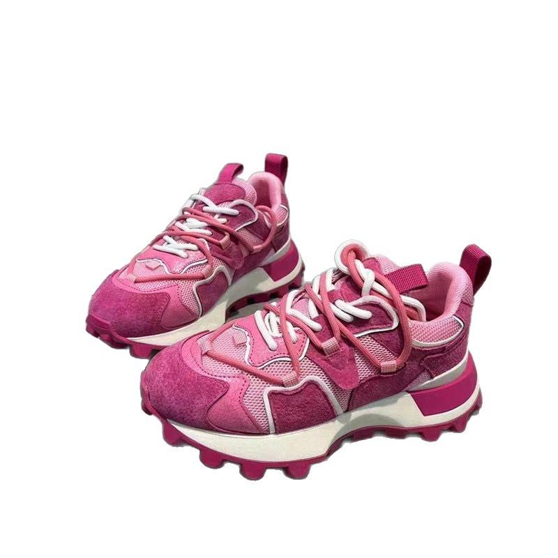 Chaussures de sport pour femmes respirantes à semelles épaisses, chaussures de course décontractées, chaussures de papa à lacets, nouveaux styles de mode printemps et automne