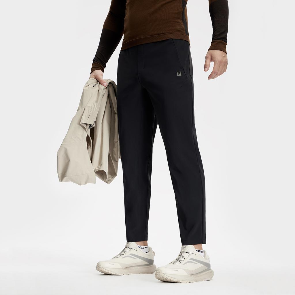 FILA Solid Color Straight Leg High Elastic Knitted Sports Pants Men bottoms Deep-Black A11M411613FBK