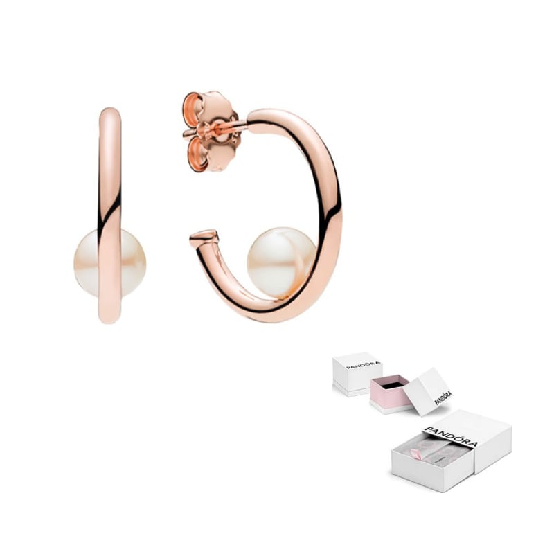 Pandora Pearl Earrings Unisex Rose Gold
