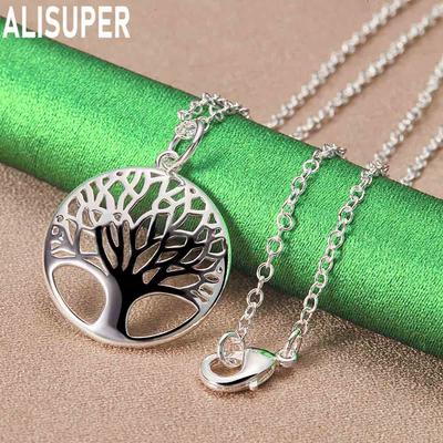 925 Sterling Silver Tree of Life Pendant Necklace Fashion Wedding Jewelry