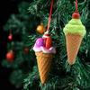 Ice Cream Cone Ornament Dessert Decor Resin Christmas Tree Hanging Decoration Christmas Pendant for Home Dining Room Festival