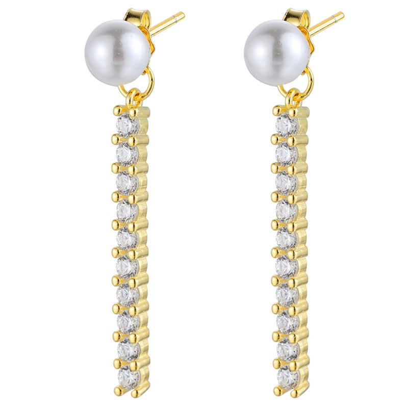 New 925 Silver Pearl Drop Earrings Elegant Zircon Jewelry Simple Charm Gift for Women Birthday Party Fine Accessories