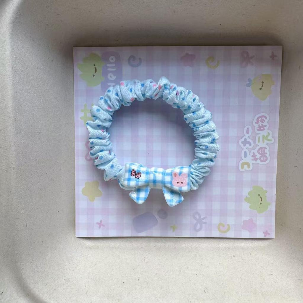 Pink Plaid Bow Hair Tie - Korean Style Sweet Girl Accessory