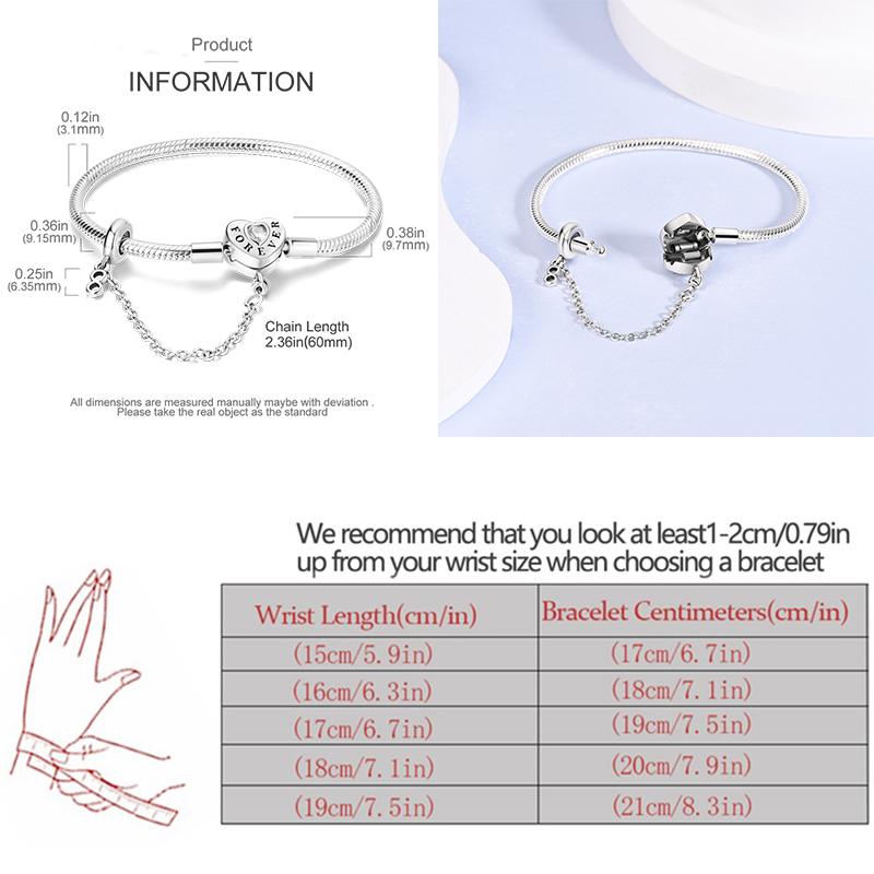 925 Silver Bracelet Butterfly Flower Clover Green Cat Claw Love Zircon Jewelry Gifts for Women 17-20CM