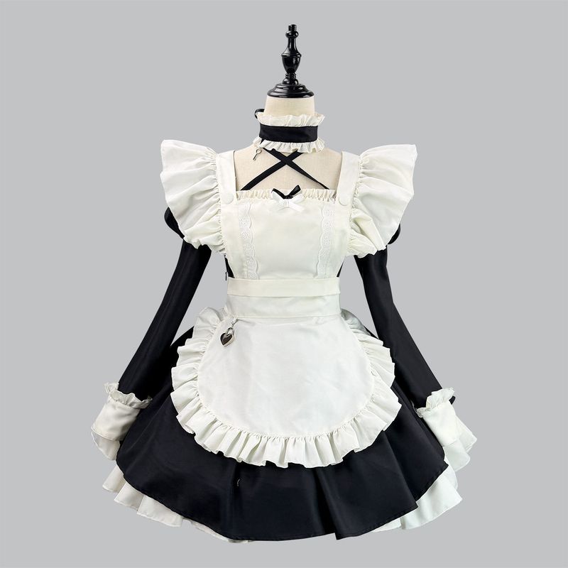 100kg Gothic New Year Christmas Foreign Trade Plus Size Women s Lolita Maid Dress Foreign Trade Plus Size Black 2X