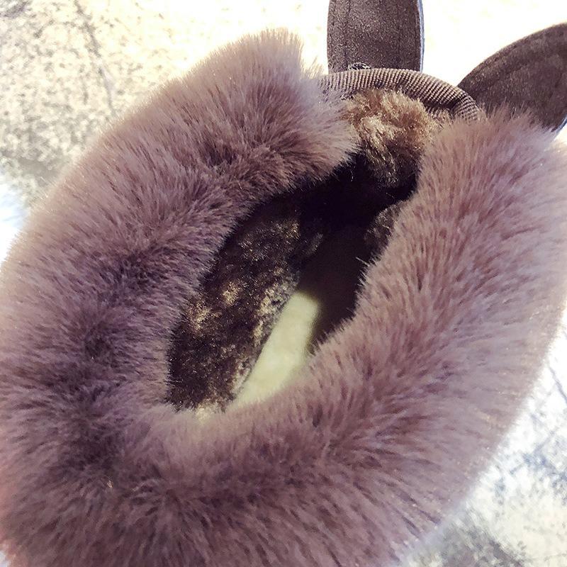 Autumn and Winter New Snow Boots Women's Medium Tube Thick Plush Waterproof Cotton Boots Rabbit Ear Cotton Boots Cross-border