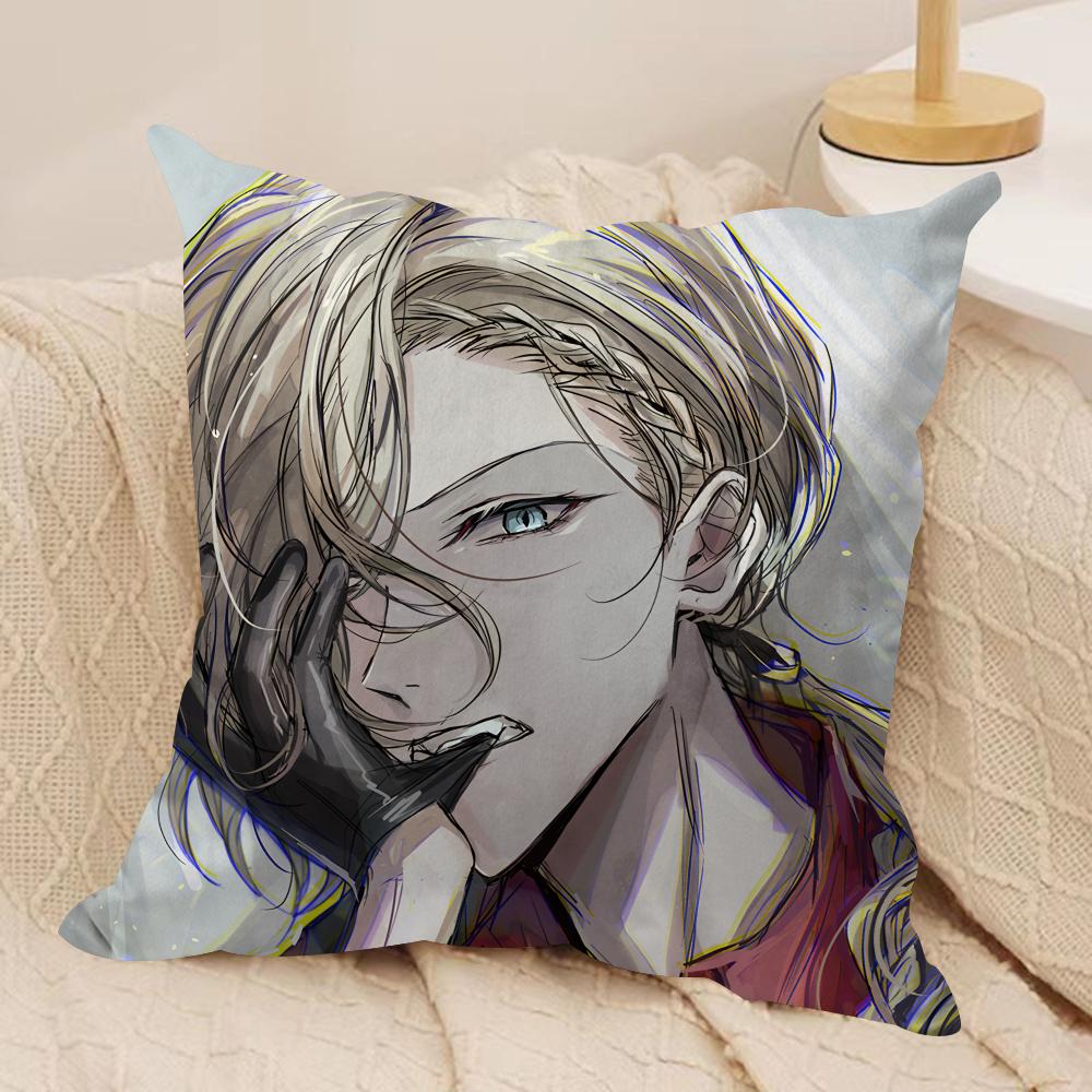 Bungo S-Stray Dogs Anime Cushion Cover Silky Short Plush Invisible Zipper Dustproof Sofa Pillow Case For Home Decor