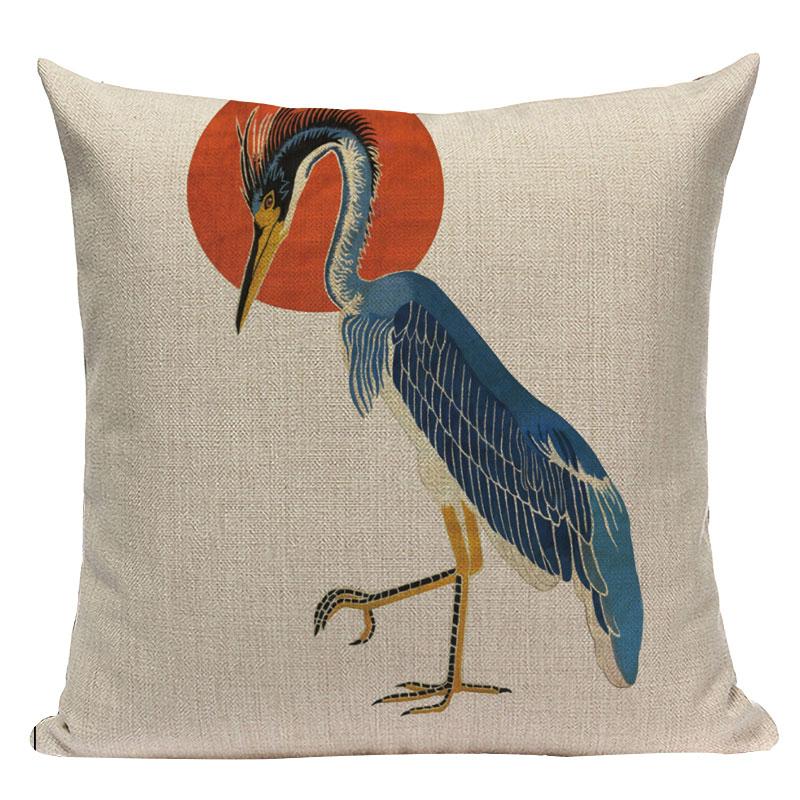 Vintage Surf  Decorative Cushion Covers Japanese Style Pillow Cushion Decor Pillows For Home Custom Crane Fish Sofa Pillowcase