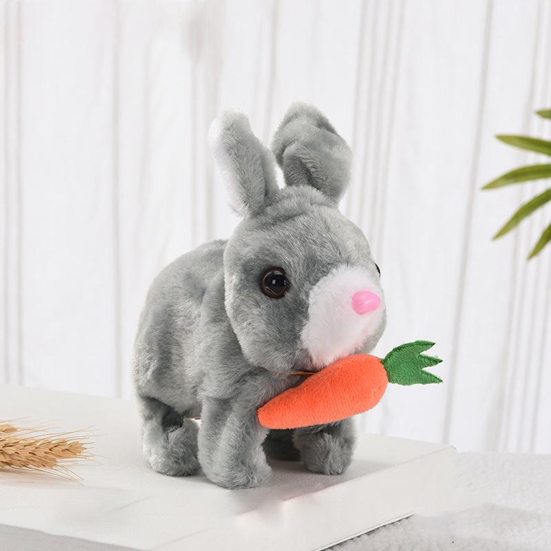 1Pc Realistic Bunny Toys Plush Electronic Stuffed Carrot Little White Rabbit Simulated Pet Walking Shaking Ears Educational Toy