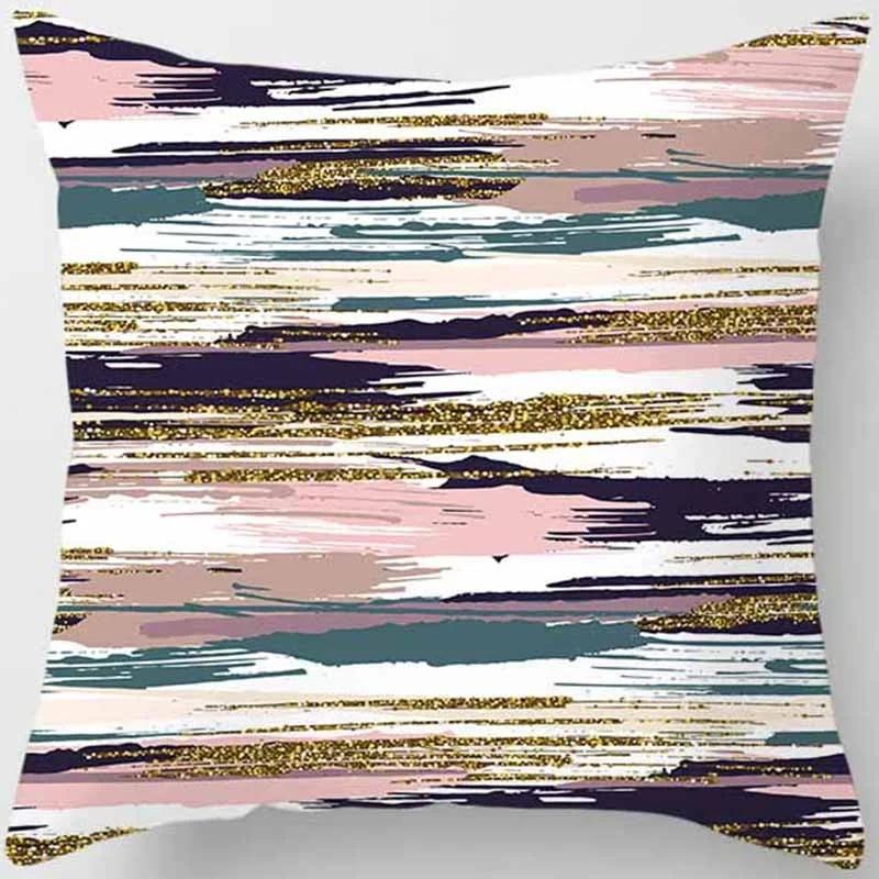 Pink Small Fresh Print Square Pillowcase Home Decoration Car Sofa Cushion Cover (45Cm*45Cm)