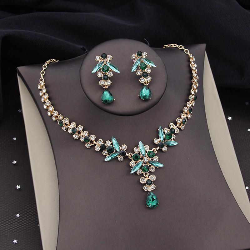 Gorgeous Crystal Bridal Jewelry Sets for Women Tiara Crown Necklace Earring Wedding Sets Prom Bride Dubai Jewelry Sets Pageant