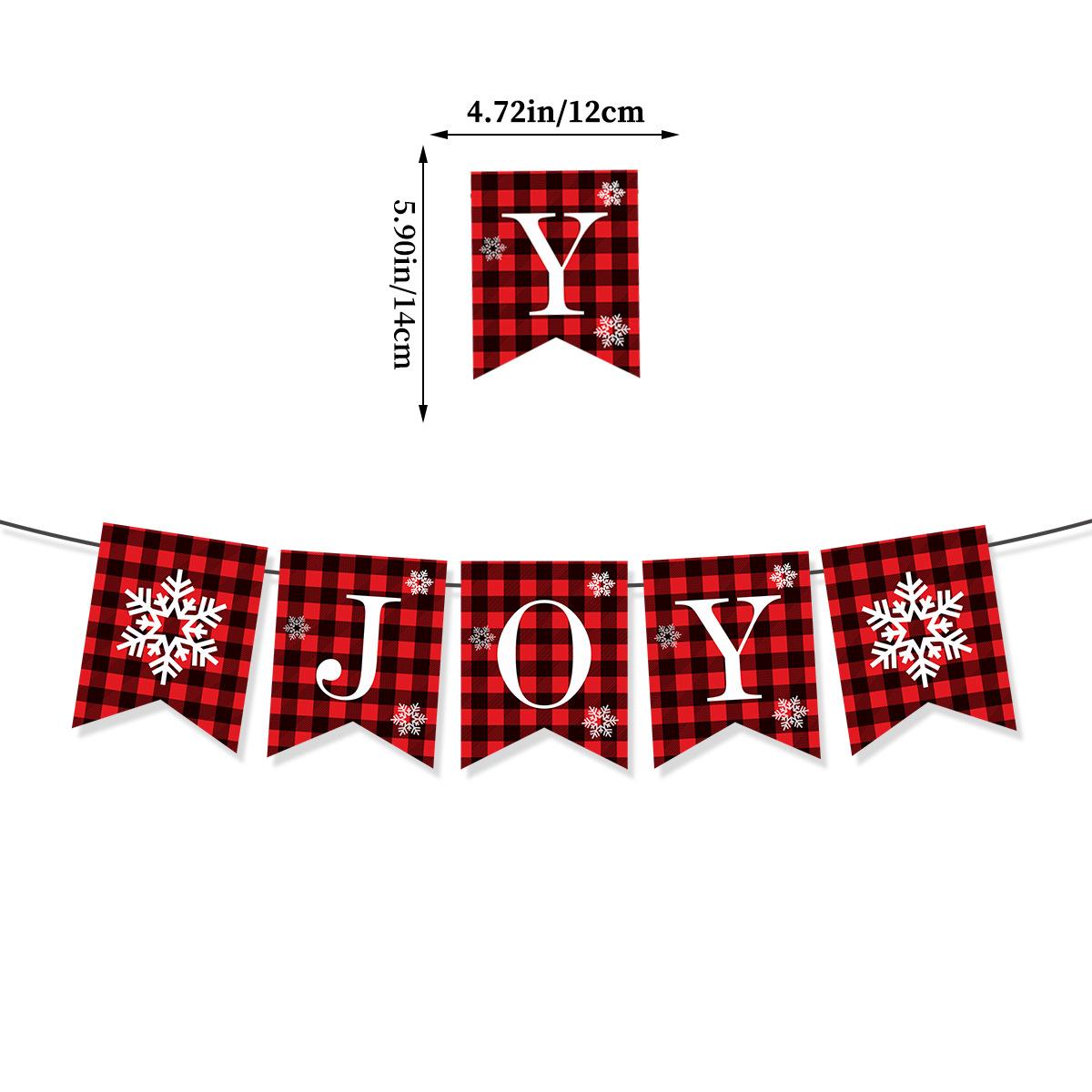 

Christmas Party Decoration Banner Series Funny Grinch Snowflake Flag Pendant Christmas black and red plaid flag 1