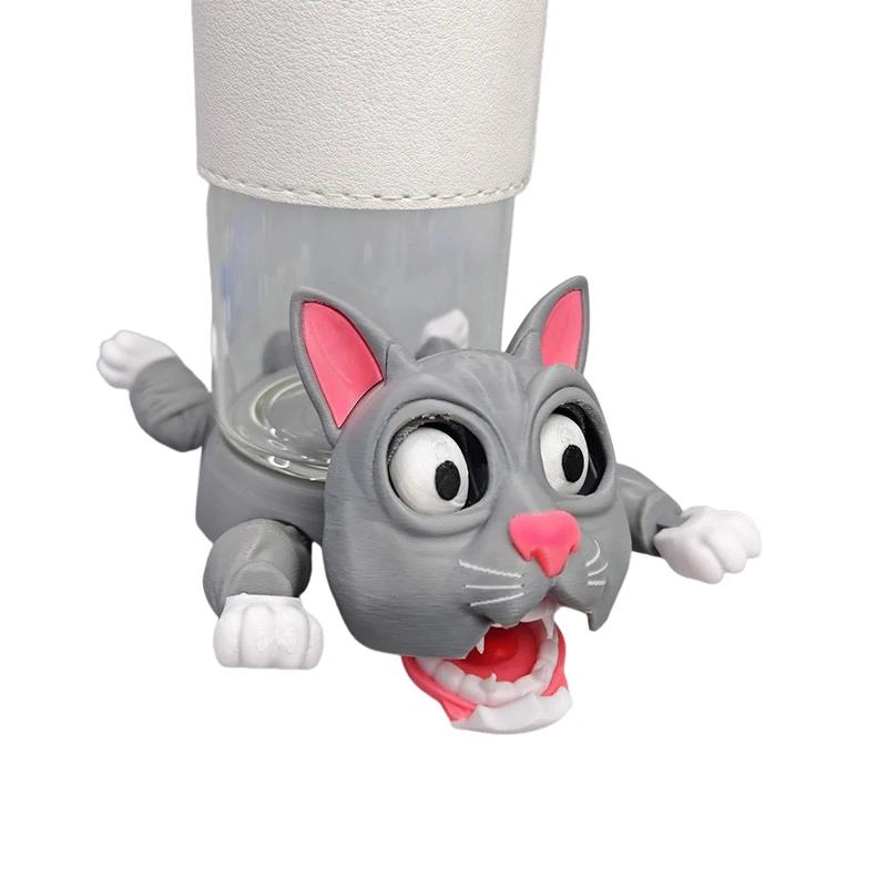 Creative 3D Printed Cat Coaster Funny Panicked Cat Cup Pad Tea Mug Coffee Drinks Holder Office Desktop Home Decoration Ornament