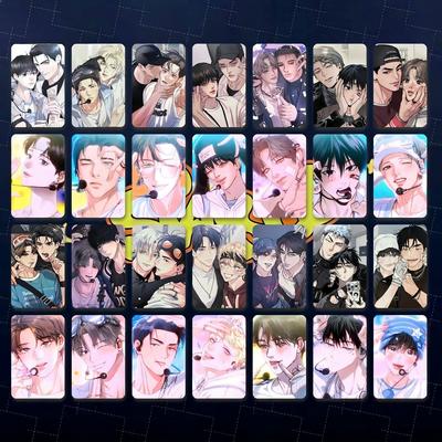 14 vnt./rinkinys Korėjietiškas BL Manhwa nuotraukų kortelių rinkinys - Anime poros personažų lazerinės LOMO kortelės komiksų gerbėjams