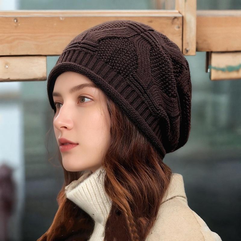 Autumn/Winter Women's Rolled Edge Loose Knit Wool Hat