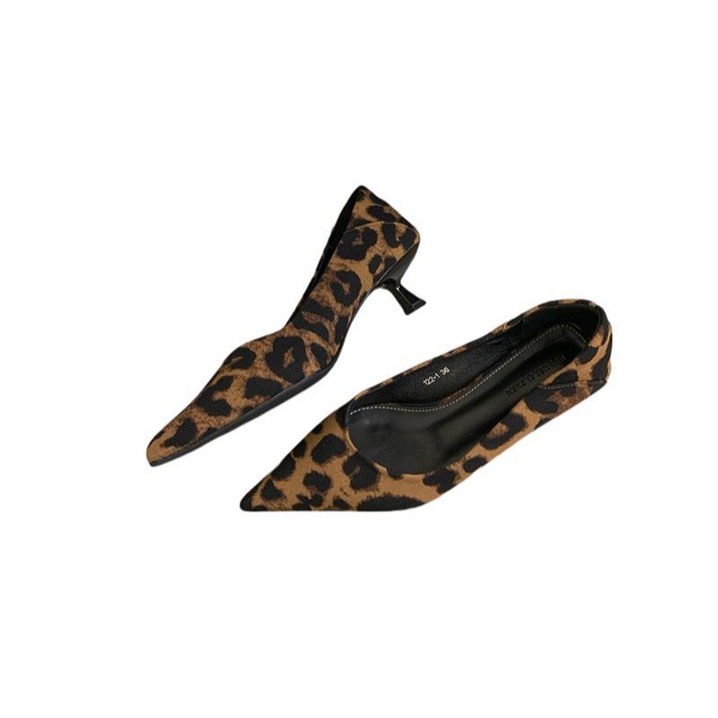 New leopard print stiletto shoes, sexy and comfortable pointed head shallow mouth high heels, versatile temperament commuter women's shoes