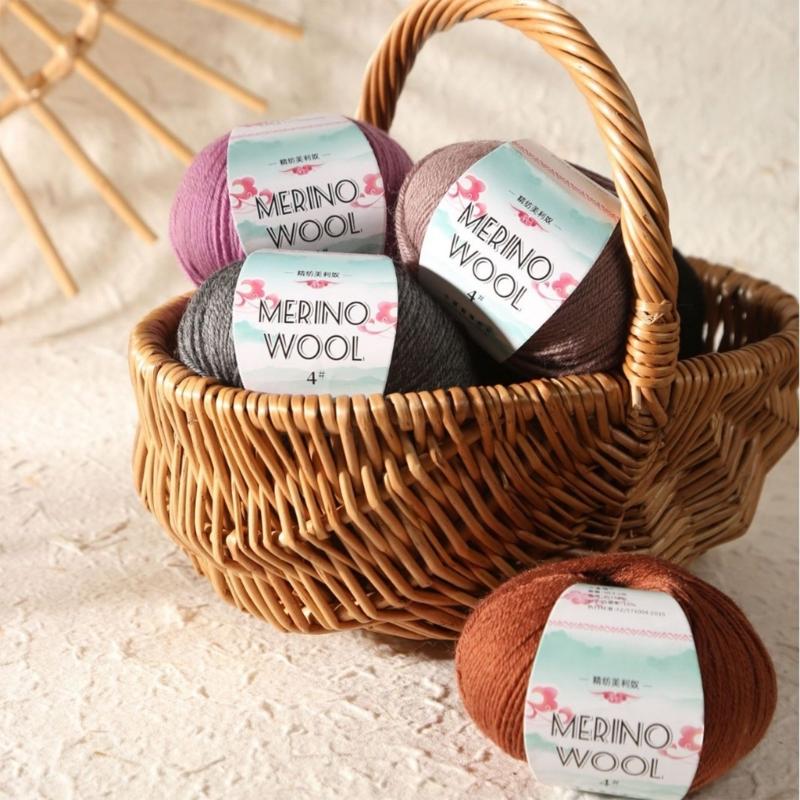 Soft Worsted Weight Yarn Wool Yarn Hand Knitting Yarn 1.76oz/Roll For Knitting Rugs Sweaters Scarves Hat Gloves