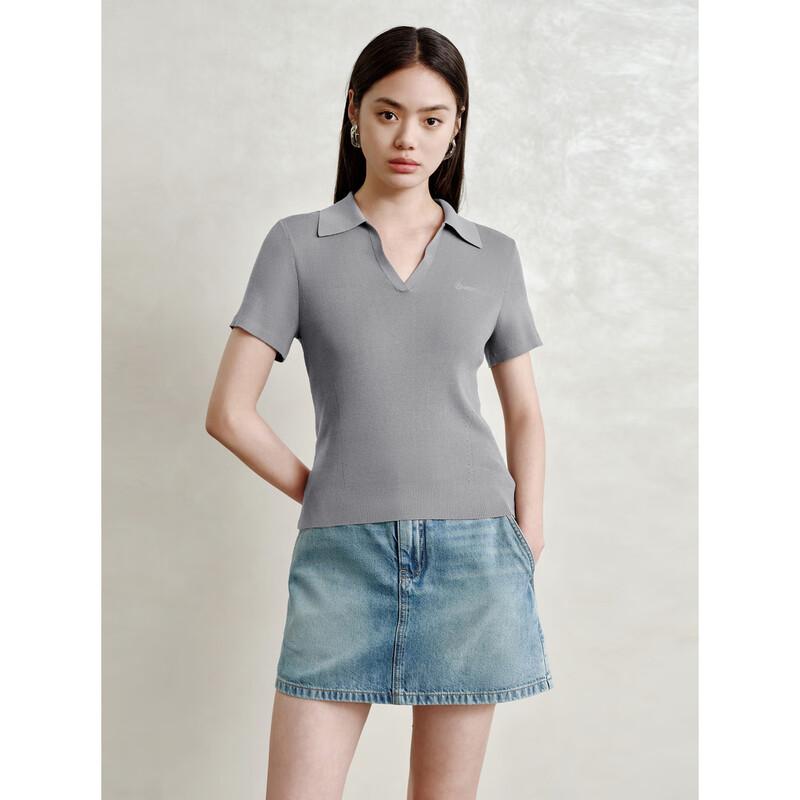 Peacebird Women's Mint Cool Polo Knit Short Sleeve Top