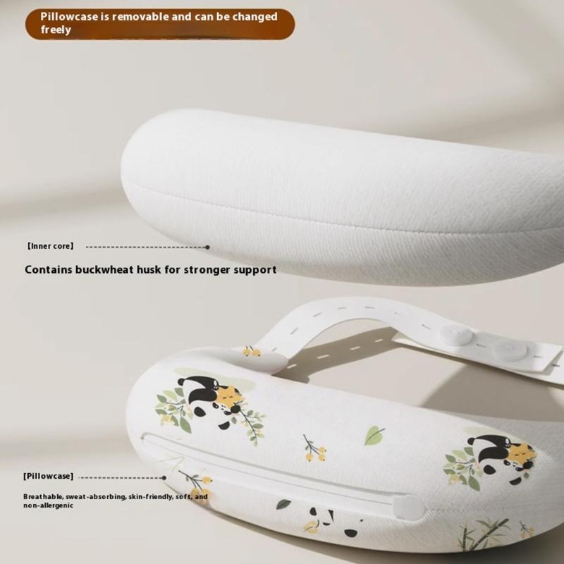 Neugeborenen Kopfkissen mit Baumwoll- und Polyesterfüllung Atmungsaktiver waschbarer Bezug Perfekt für Kinderbett Kinderwagen Reise