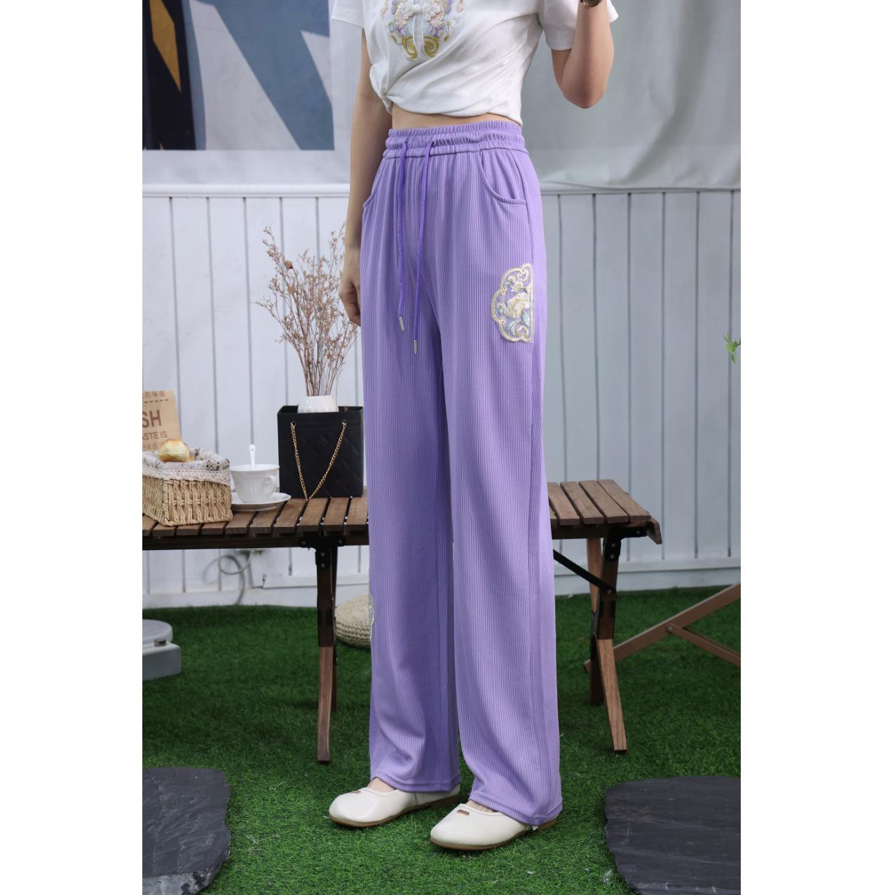 

Ретро Осенние Брюки-кюлоты в Национальном Стиле для Женщин - Свободные, Повседневные и Длиной до Пола L (100-120 jin)