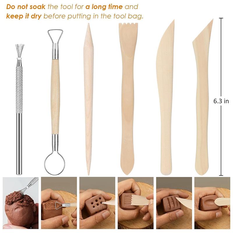 ABBP-Air Dry Clay Tools For Pottery 28Pcs Clay Tools Kit, Polymer Clay Sculpting Tool Kit