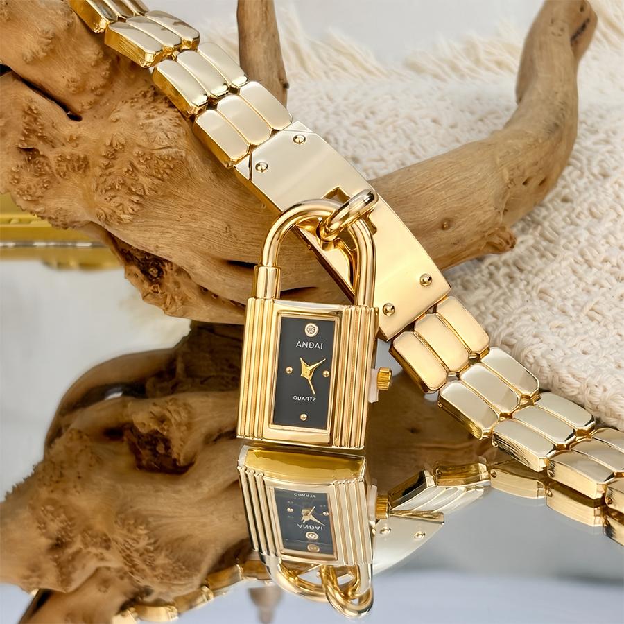 Goldene Uhr - Kreatives Schlossförmiges Zifferblatt Modeuhr für Damen beige