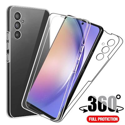 Klare 360 ​​Double Front Back Hülle für Samsung Galaxy A05 A05S A15 A25 A35 A55 A04S A14 A24 A34 A54 5G 4G S23 S24 Ultra Plus FE Silikonhülle