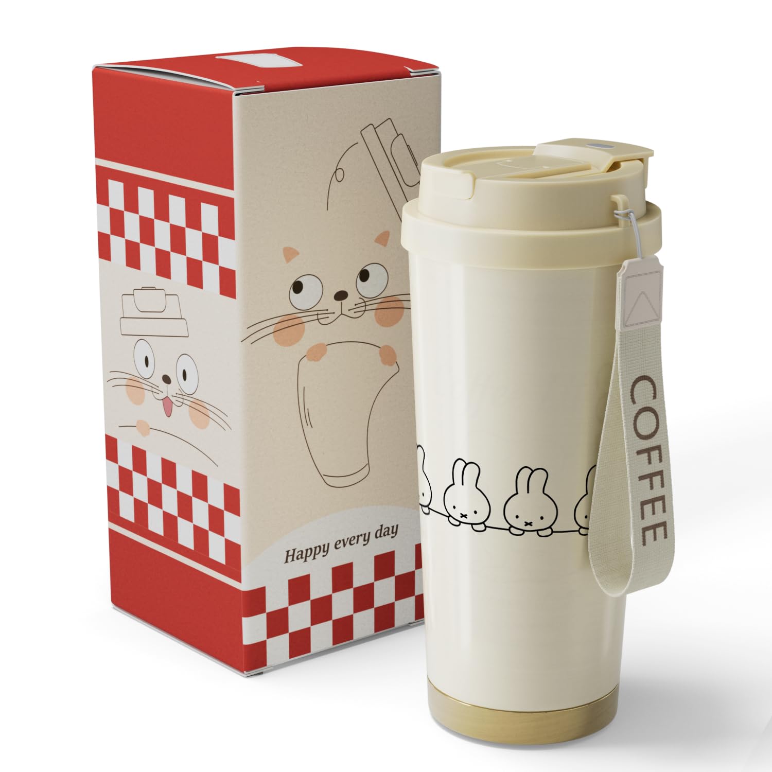 

Coffee Cup with Lid, Water Bottle, Thermos, 530ml, Sports Bottle, Mug, Stainless Steel, Insulates Cold and Hot Water, Car Cup, Leak-Proof, Direct