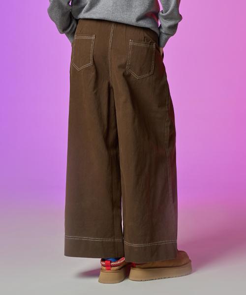KOLEAT [Fleece-Lined Ver.] Wide Cotton Stitch Pants [Brown] Kcl.