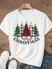 (Asian Size)sweet tree Tee Top festival  Merry Christmas New Year Holiday Women Print Lady Short Sleeve Fashion Graphic T-shirts