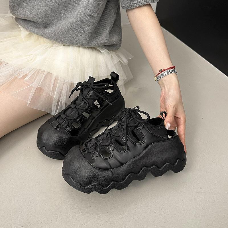 Ugly Cute Sports and Leisure Shoes Women's 2025 Autumn New Thick-soled Heightening Small Hollow Breathable Sports Sandals