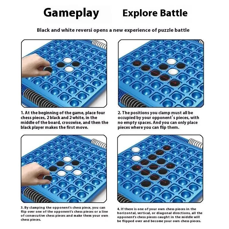 1 Set 2 Player Family Fun Educational Toys Parent-Child Interactive Kid Overturn Chess Touch Flip Reversi Strategy Board Game Party Game