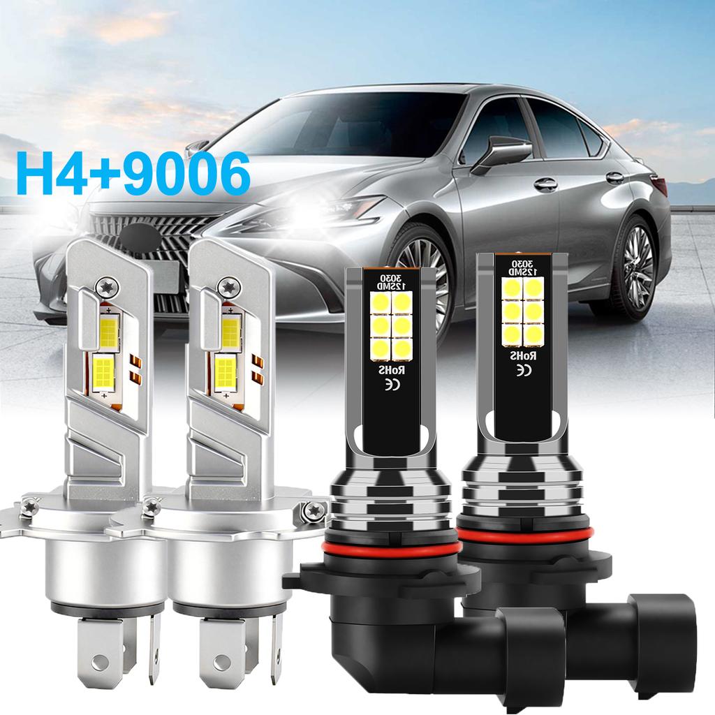 4PCS LED Canbus Headlight H4 Hi/Lo Beam Upgrade CSP 3570 Chip Car Light Bulb 9006 Auto Fog Light Kits