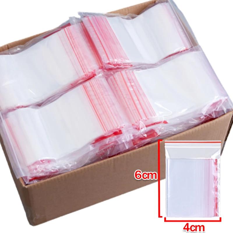 

500 шт. Утолщенный пакет из ПЭ на молнии, самозапечатывающийся, прозрачный и многоразовый, маленькая упаковка, пакет для хранения ювелирных изделий, подарочный упаковочный пакет 500PCS