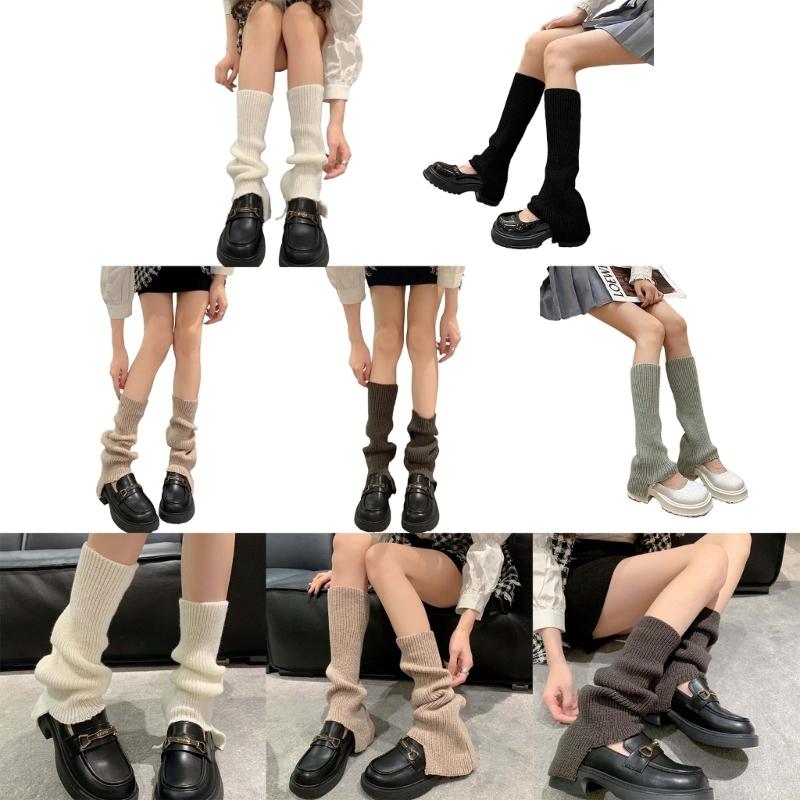 Womens Lolitas Knit Long Socks Flared Leg Warmers Harajuku Booties Socks Winter Warm Ankle Heap Socks