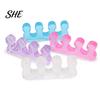 Soft Toe Stretcher 1 Pair Separator for Overlapping Toes, 3-Hole Blue Gel Bunion Corrector, Elastic SEBS Foot Spacer Hallux Valgus, Straightener Women