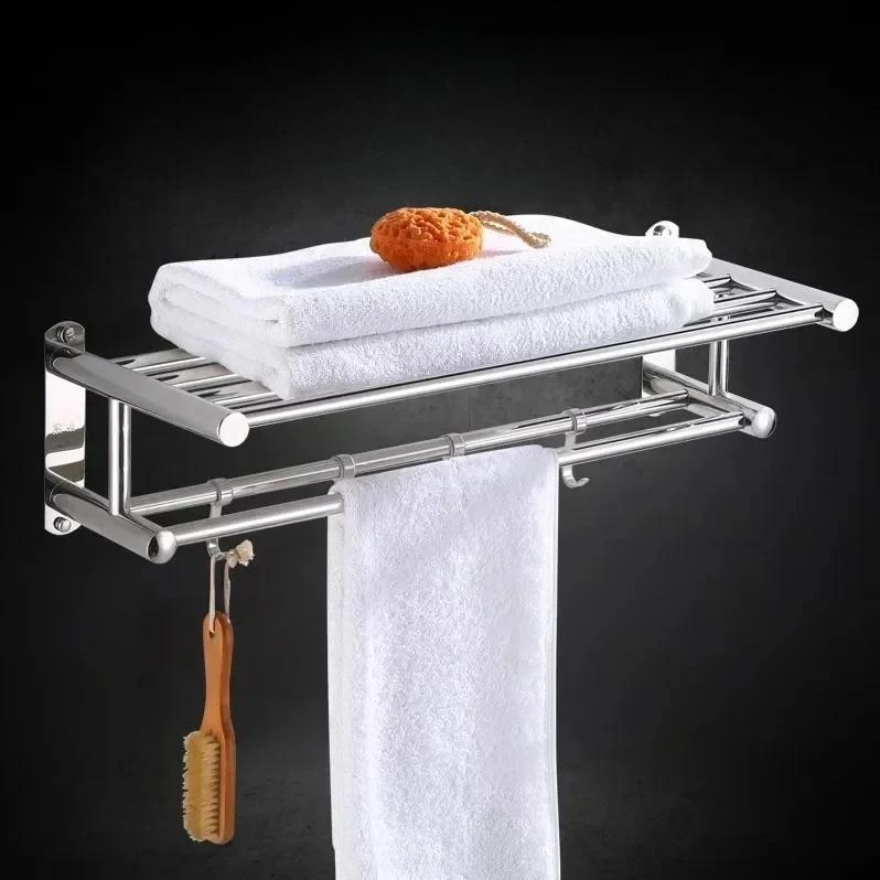 40/50/60cm Wieszak na ręczniki z ruchomymi haczykami Stalowy Uchwyt na ręczniki do łazienki i kuchni Montowany na ścianie Wieszak na ręczniki do domu, hotelu, akcesoria