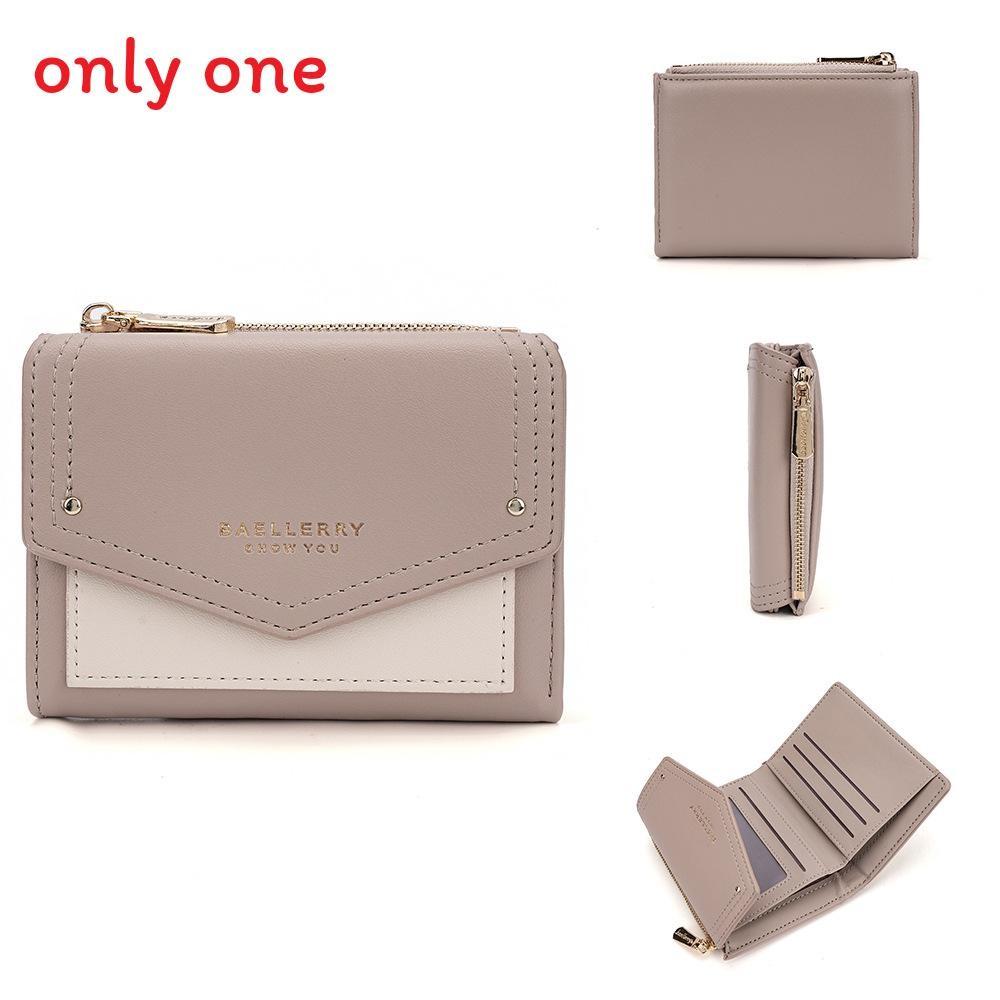 Blocked Short Color Wallet With Letter Print Design For Casual City Use Outin