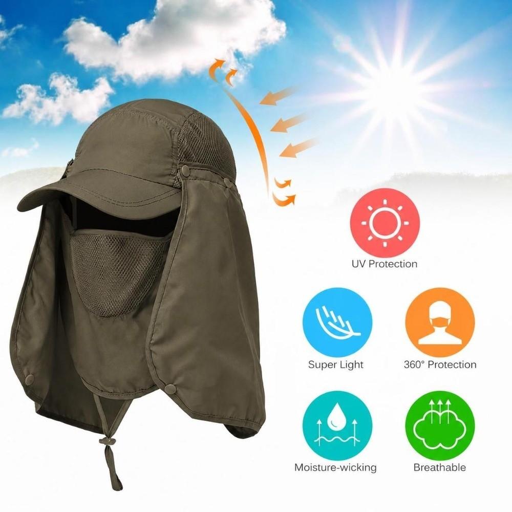 Detachable Fishing Hat Foldable Sun Cap Portable Fishing Bucket Hat  Hiking Sport