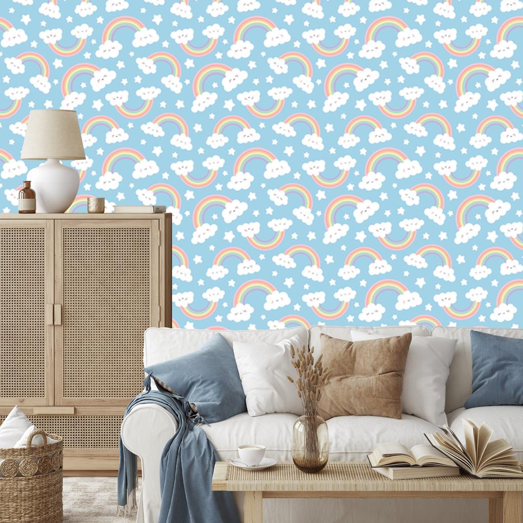 Joyful Clouds and Rainbows Wallpaper for Living Room and Bedroom 50x1000