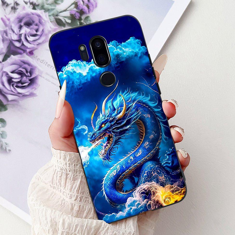 Para LG G7 ThinQ Funda Silicona Negra Gato Lindo Flores de Moda Trasera Pintada Genial Para LG G7ThinQ Funda de Teléfono LMG710EM