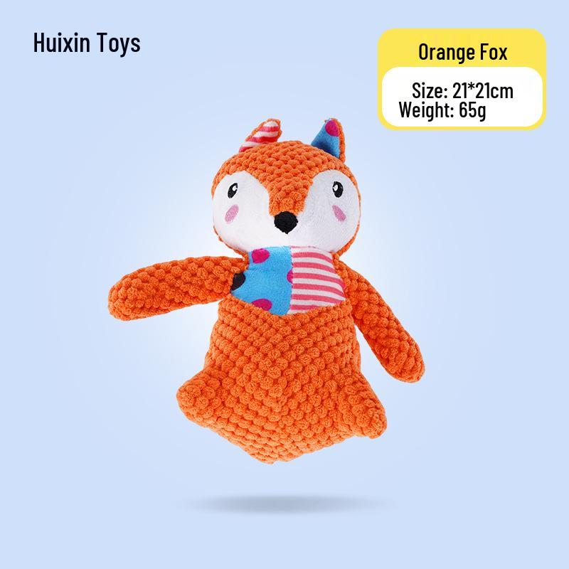 Orange Fox Plush Squeaky Dog Toy - Teething & Scratch-Resistant
