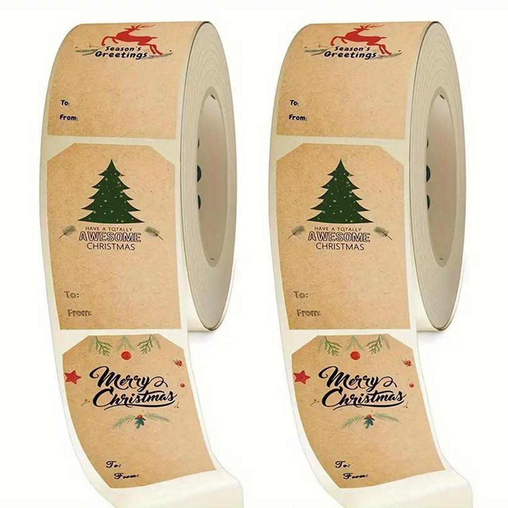 300pcs/Roll Envelope Sealing Sealing Decals Self Adhesive Labels Xmas Craft Holiday Decorative Labels Roll For New Year Present