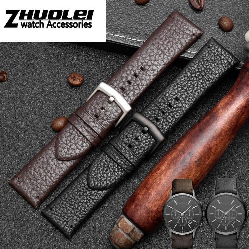 Dla Armani AR2460/2461/2462/0263 Pasek na nadgarstek ze skóry liczi Oryginalna jakość pasek do zegarka z prawdziwej skóry 24mm brązowy czarny pasek męski