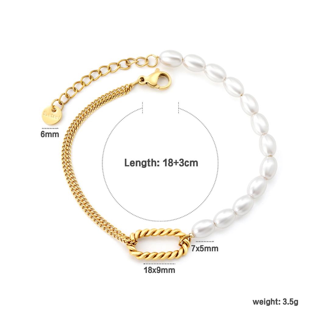 Jewelry imitation pearl bracelet creative heart-shaped splicing with diamond bracelet chain stainless steel bracelet