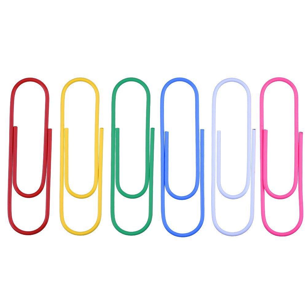 Colorful Large Paperclips & Binder Clips: Nickel-Plated Silver Office Stationery for Bookmarks and Test Papers.