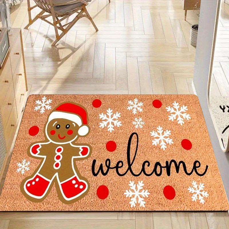 Teddy bear flannel floor mat, non-slip washable farmhouse style, suitable for indoor and outdoor use.