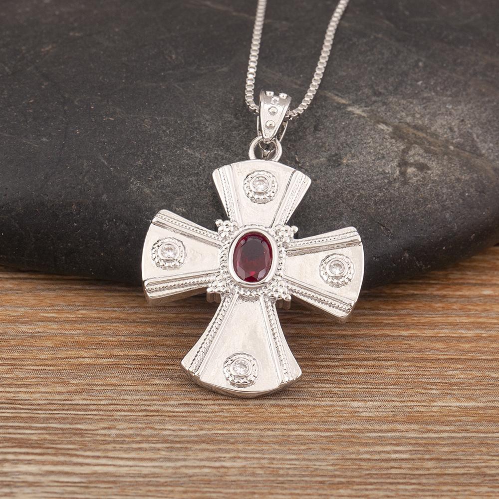 

Nidin Hot Sale Copper Inlaid Zircon Cross Charm Pendant Necklace For Women Girl Religious Style Chain Choker Jewelry Accessories серебряный