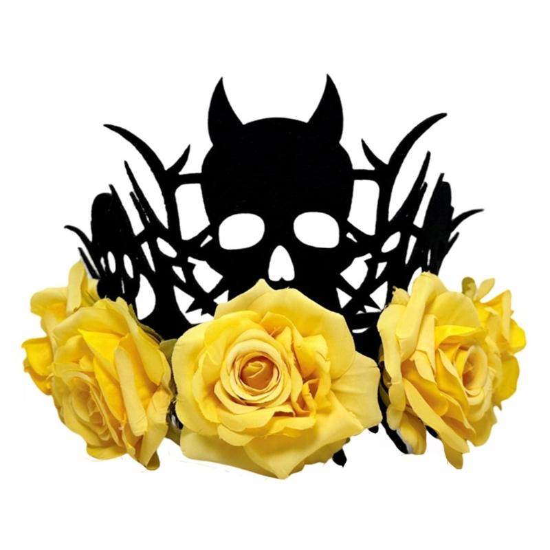 Reusable Rose Flower Witch Crowns Halloween Party Headwear Lightweight Child Costume Decoration