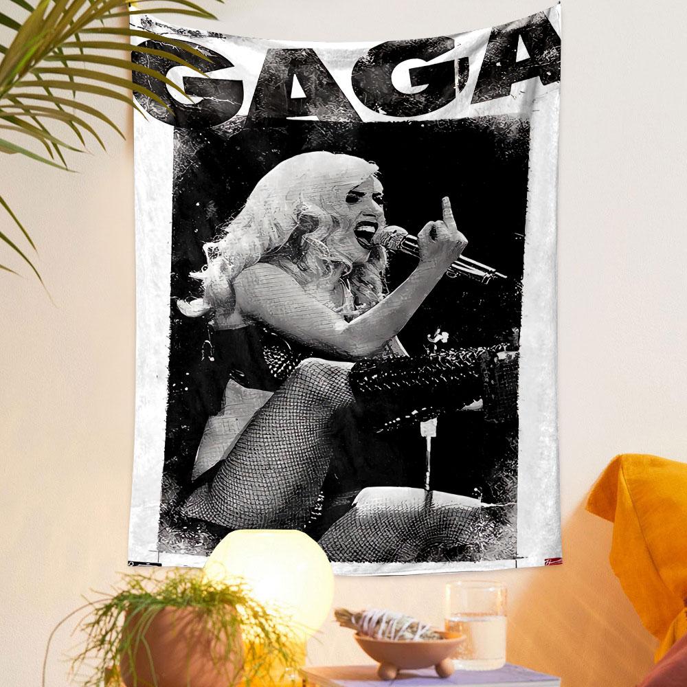 Gaga Poster Tapestry Wall Hanging, Pop Star Retro Art, Bold Music Wall Decor for Bedroom Dorm